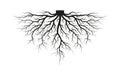 Root of the tree. Black silhouette. Vector illustration. Royalty Free Stock Photo